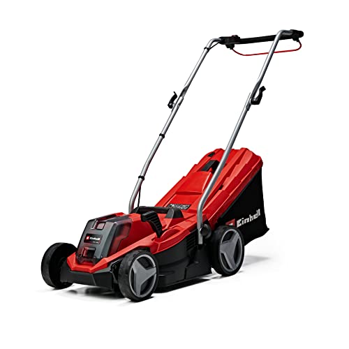 Einhell Tondeuse à gazon sans fil GE-CM 18/33 Li Kit Power X-Change (18V, Largeur de Coupe 33cm, Surface conseillée 200 m²) Livré avec Batterie 4,0 Ah et Chargeur