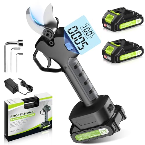 Sécateur Électrique Sans Fil 40 mm, Secateur Electrique Professionnel, LCD Display Bildschirm, Moteur Sans Balais Ciseaux de Jardinage Professionnel X2 2.0Ah pour L'élagage des Arbres et Arbustes