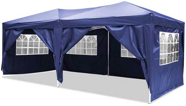 Tente tonnelle pliante 3x6m Bleu - 320gr/m² - Capacité 40 personnes